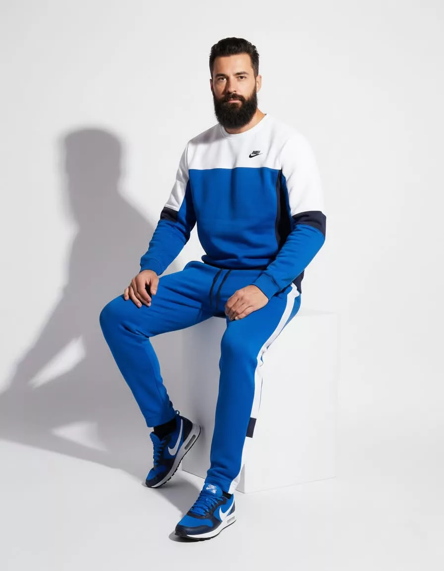 SPORTSWEAR muška trenerka bez kapuljače - bela, plava i teget/crna