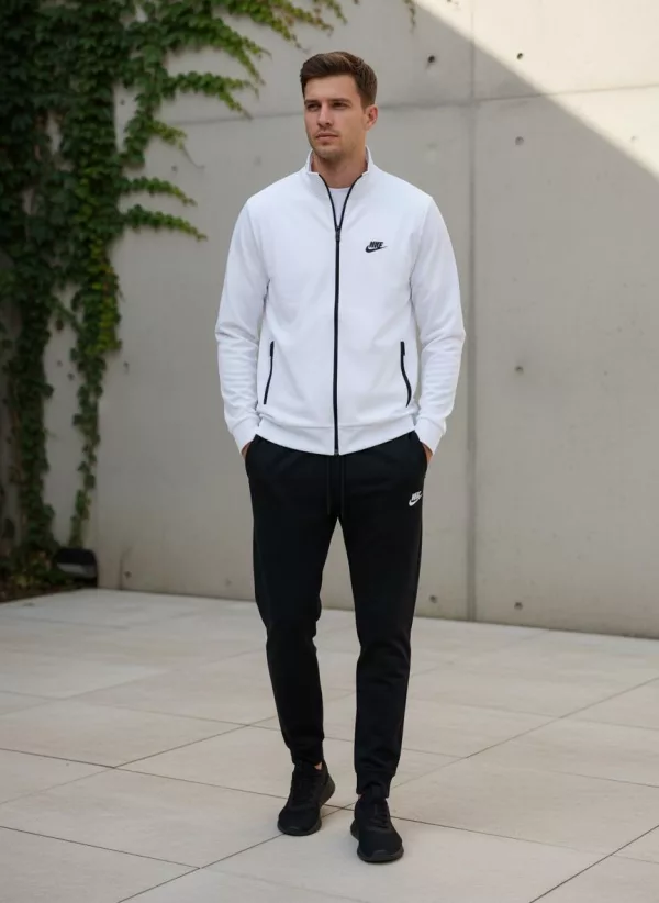 SPORTSWEAR muška trenerka bez kapuljače - bela i crna