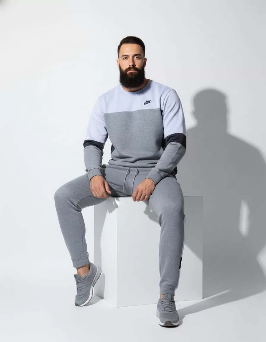 SPORTSWEAR muška trenerka bez kapuljače - Siva, svetloplava i crna